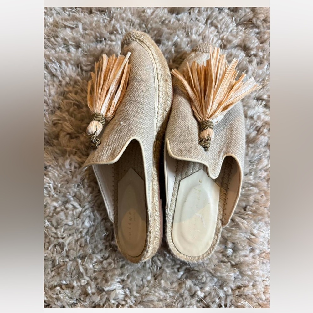 Women's Bettye Mueller Beige Espadrille Mules with Tassels